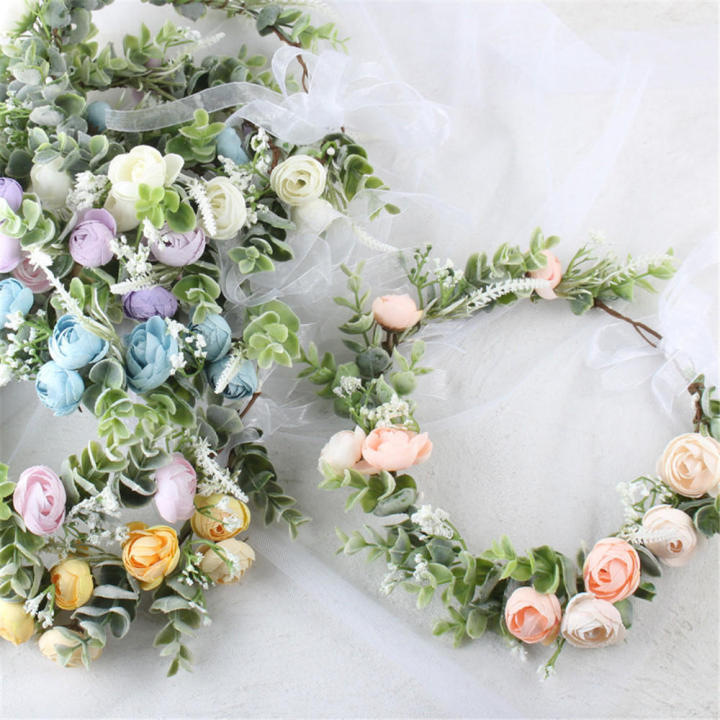 Floral Garland Wedding Floral Headwear Girl Crown Women Hair Accessories Festival Headpiece Headdress