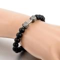Black Stone Dumbbell Bracelet Men - Bracelet For Men.