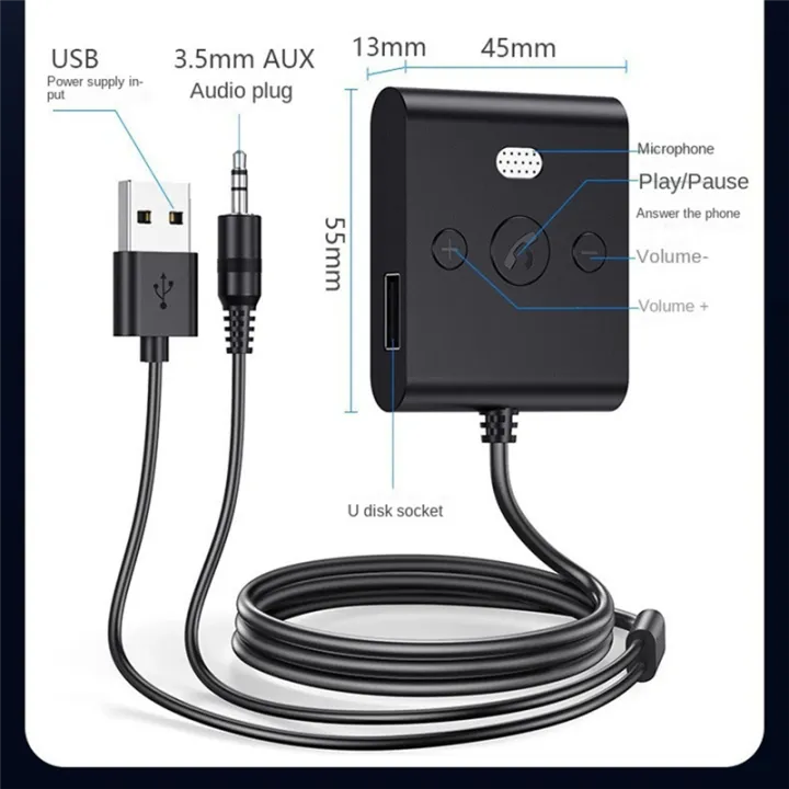 Bluetooth%205.4%20AUX%20Car%20Adapter%20Wtih%20Mic%20Car%20Kit%20Handsfree%20Calls%20Music%20-%20Image%203
