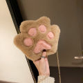 Cute Bear Paw Girls Chain Zipper Shoulder Bag Lovely Children's Soft Plush Coin Purse Baby Boys Accessories Small Crossbody Bags.