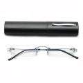 Sighttoo Anti-Blue Light Rimless Reading Glasses New Readers Ultralight Coating Frameless Glasses Reading With Pen Tube Case Men. 