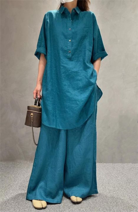 Woman%E2%80%99s%20Solid%20color%20mid-length%20shirt%20women%20summer%20new%20fashion%20loose%20casual%20suit%20-%20Image%209