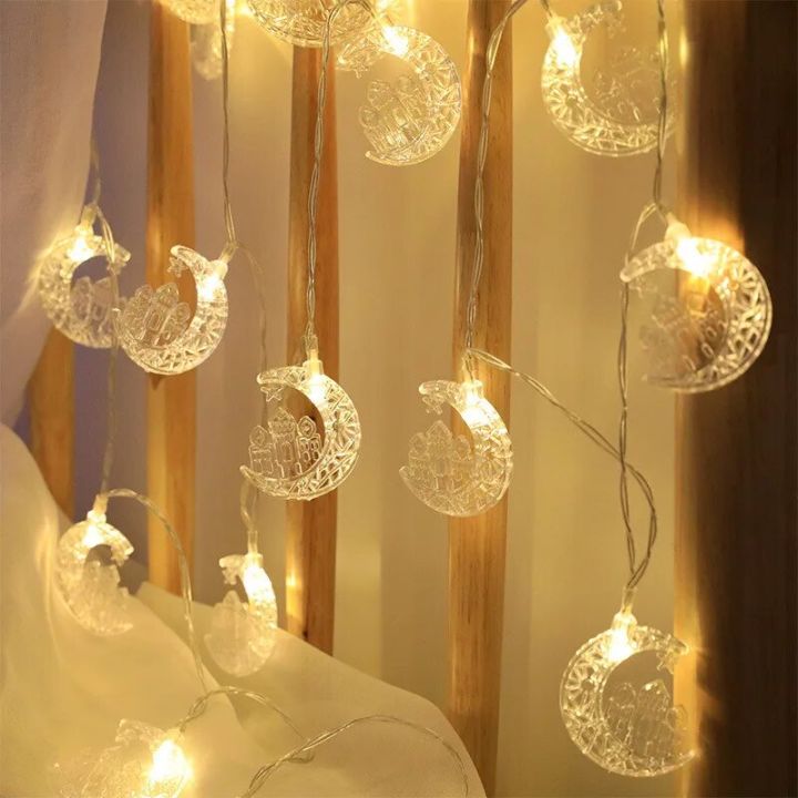 10/20lights LED Star Moon Light String 2023 EID Mubarak Decor for Home Ramadan Kareem Gift Mubarak Muslim Islamic Party Supplies