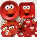 Omilut Sesame Street Party Decor Sesame Street Elmo Birthday Party Disposable Tableware Set Baby Shower 1th Birthday Party Suppl. 