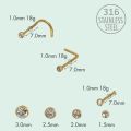 10Pcs Nose Rings Set for Women with Crystal Rhinestone Nostril Stud Piercings Jewelry Surgical Stainless Steel 0.8/1.0mm 18/20g. 