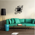 【Special offer】 Creative European 3D Wall Clock Study Diy Square Combination Wall Stickers Quartz Living Room Decoration 1Set. 