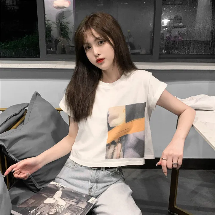 Short%20Sleeve%20T%20Women's%20T-shirt%20Short%20Korean%20Style%20Summer%20New%20Scheming%20Navel%20ins%20Tide%20-%20Image%206