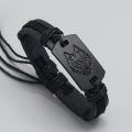 European and American punk style men's leather bracelet, black wolf scalp bracelet, multi-layer braided bracelet leather rope.