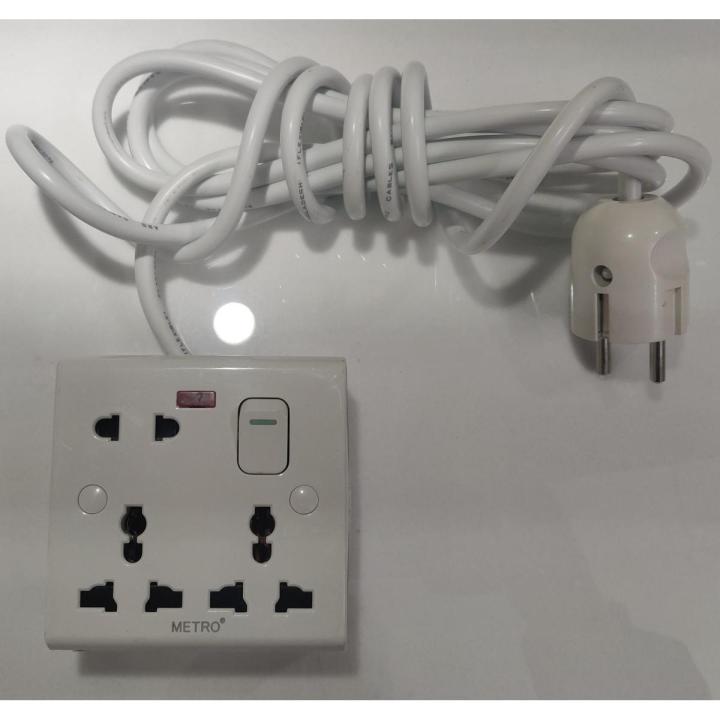 Handmade 3 port / 8 Pin Multi plug (Heavy Duty + Long lasting) Universal Socket 100% Copper Cable