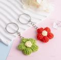 Cute Daisy Keychain Crochet Knitted Flower Bag Charms Handmade Floral Key Ring for Bag Charms Purse Handbags.