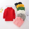 Autumn and Winter Kids' Sweater Boys' round Neck Sweater Girls' Thickened Fleece-Lined Base Pullover Baby Turtleneck Sweater. 