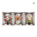 3pcs Watercolor Flower Pots Flower Vase 3D Pvc Decoration Wall Sticker For Home Decor Removble Wall Decals Wall Sticker. 