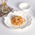 New Food Display Chinese Style Ceramic Plate Solid Color Household Plate Lotus Flower Lace Cake Exquisite Bread Dessert Plate. 