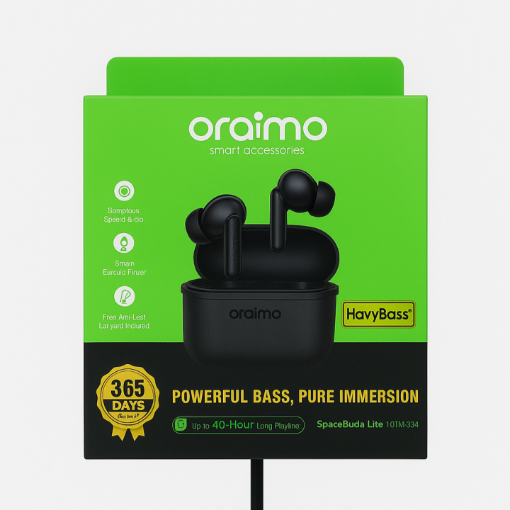 Oraimo SpaceBuds OTW-324 True Wireless Earbuds – Bluetooth 5.0, Hi-Fi Sound, Long Battery Life, Touch Control – Original Oraimo