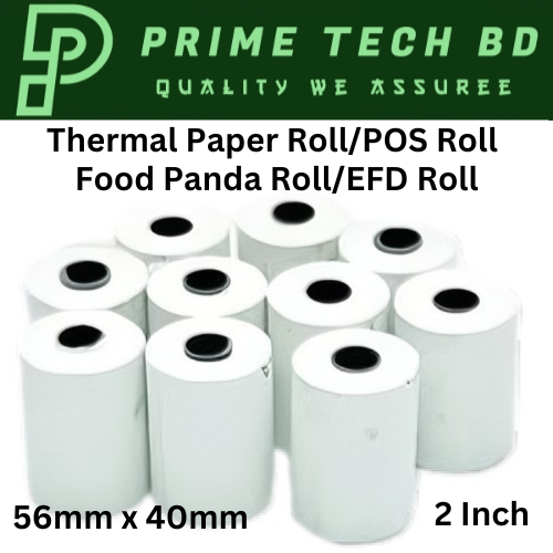 12-PCS 56mm x 40mm (2 Inch) Thermal Paper Rolls - Ideal for POS Printers, Customer Receipts, Food Panda, EFD machine, Credit Card Terminal