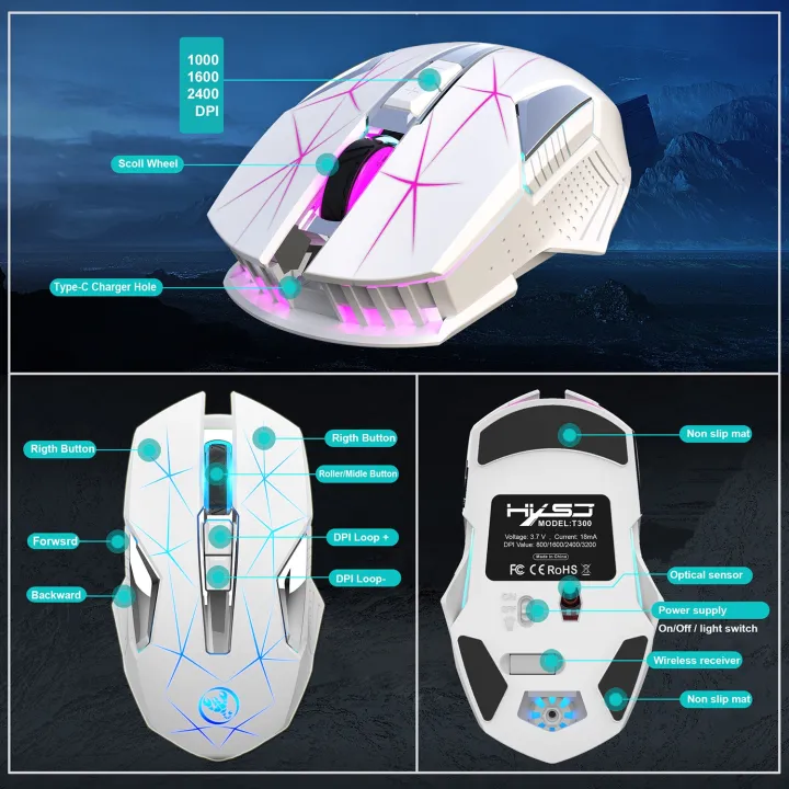 HXSJ%20T300%207%20Keys%202400DPI%202.4G%20Colorful%20Luminous%20Wireless%20Mouse%20-%20Image%204