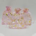 100 PCS 9X12cm Heart Printed Pink Organza Bags Jewelry Pouch Bags Organza Drawstring Pouches Wedding Favors Candy Gift Bags , heart pattern organza bags - Pink.