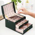 Hot Selling Three-Layer PU Leather Drawer Style Jewelry Box Earring Jewelry Storage Box Earrings With Locked Jewelry. 