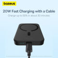 Baseus Magsafe 10000mAh Magnetic Wireless Fast Charge Power Bank for iPhone 15/14/13/12 Series, Black.