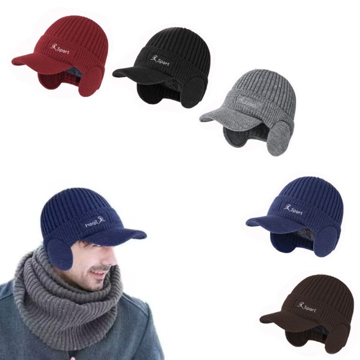 High Quality Thick Men's Winter Hat Add Fluff Solid Color Warm Ear