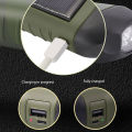 1/2PCs LED flashlight hand crank solar powered rechargeable survival gear self powered charging torch dynamo for outdoor camping. 