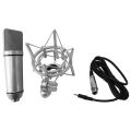 Professional Studio Record Condenser Microphone U87 With Shock Mount, XLR to 3.5mm Audio cable, Mic Foam For Mobile Computer laptop Gaming Podcast Silver. 