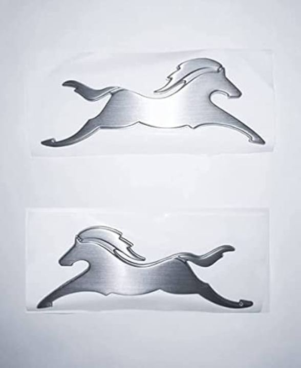 2pcs Apache Horse Bike Logo Model Emblem 3D Chrome Sticker (silver) for TVS Apache (Both Side of Petrol Tank)