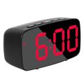 Smart Digital Alarm Clock Bedside,Red LED USB Desk Clock,Black. 