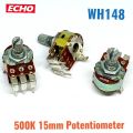 1pcs B500K 500K Ohm WH148  Bend Foot Linear Singel Rotary Potentiometer Pot Shaft size 15mm. 
