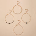 4pcs/set Gold Color Link Chain Bracelets For Women Simple Chain Bracelets Fashion- Bracelets For Women.