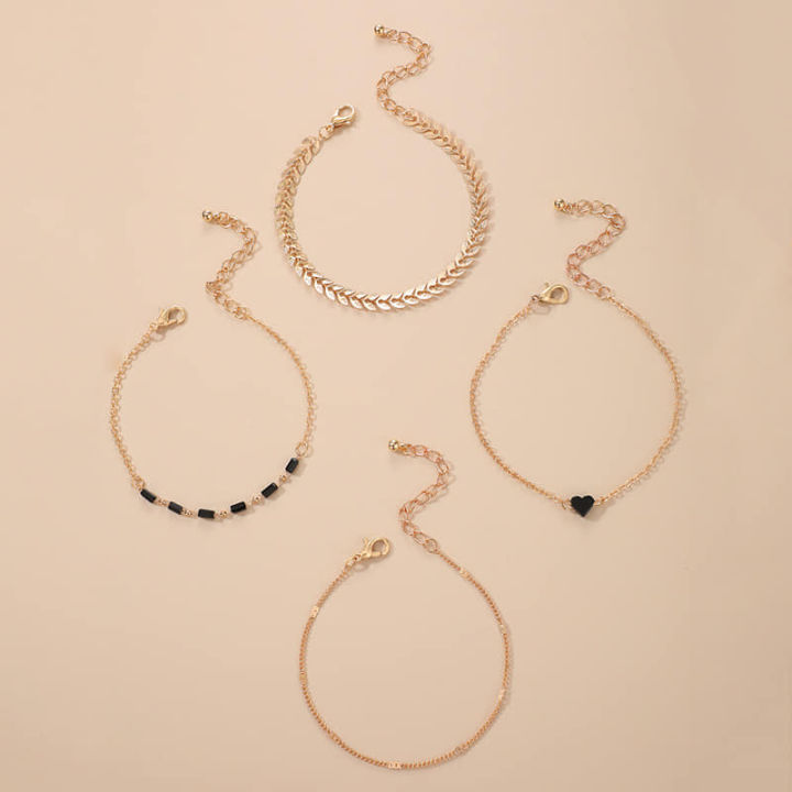 4pcs/set%20Gold%20Color%20Link%20Chain%20Bracelets%20For%20Women%20Simple%20Chain%20Bracelets%20Fashion-%20Bracelets%20For%20Women%20-%20Image%203