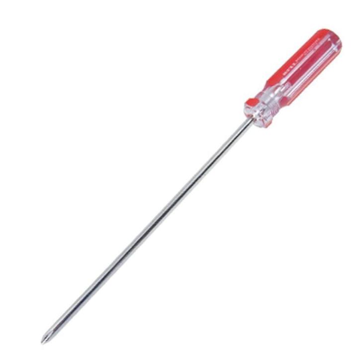 6mm Philips Tip Long Blade Screwdriver Hand Tool Red + Transparent