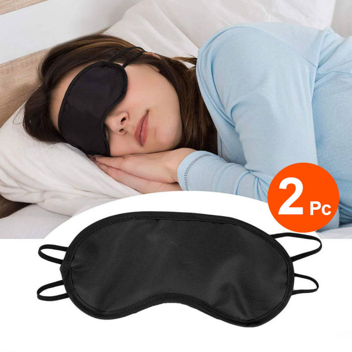 2Pcs Eye Mask Black Shade Blindfold Eye Patch Night Economic Sleep & Snoring - Black