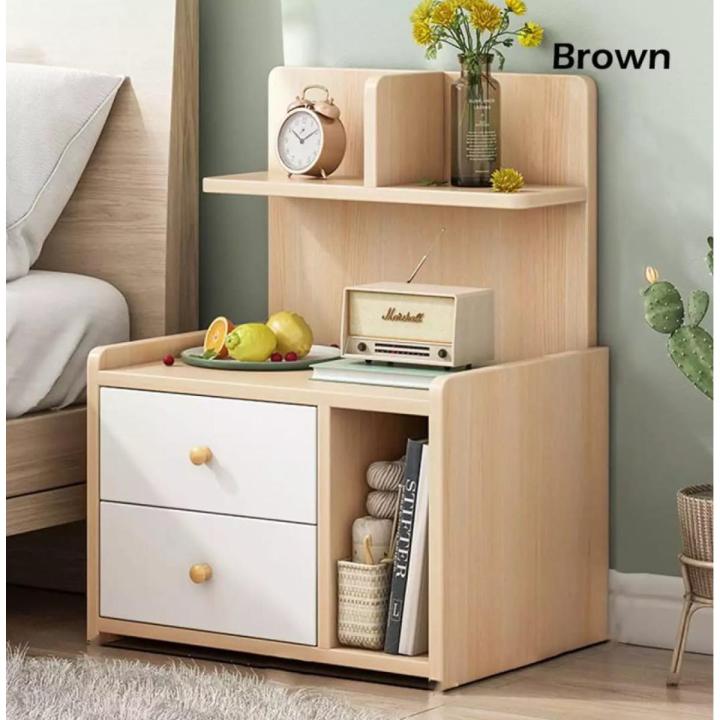 Mearaj Furniture Bed Side Table 30H 20L 12W Inches HM32 With Two Drawer And File Cabinet