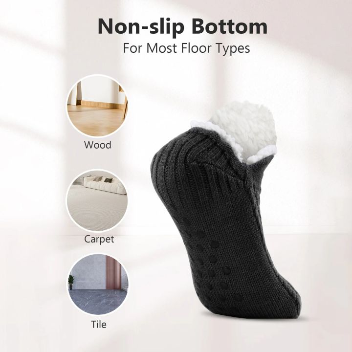 SIHOHAN%20Men's%20Thermal%20Slipper%20Socks%20Cozy%20Fleece%20Lined%20Fluffy%20Non-slip%20Floor%20Socks%20with%20Grippers%20Winter%20Thick%20Knitted%20Bed%20Socks%20-%20Image%203