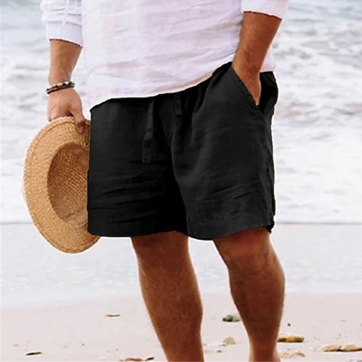 New%20Men's%20Linen%20Short%20Shorts%20Drawstring%20Pants%20Male%20Men%20Summer%20Cotton%20Breathable%20Solid%20Color%20Shorts%20Trousers%20Clothing%20Streetwear%20-%20Image%206