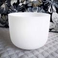 8 Inch 432Hz Singing Bowl Perfect Sound Note B Crown Chakra Frosted Quartz Crystal Meditation with Rubber Ring. 