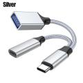 USB C To USB OTG Adapter 2 In 1 USB-C Splitter With Charging Type C OTG And USB A Female Port Converters Cale For Phone.