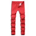 New Fashion Brand High Quality Stretch Knee Ripped Black Slim Jeans Men Slim Hip Hop Swag Elastic Pants Boy Ripped Male Trousers.