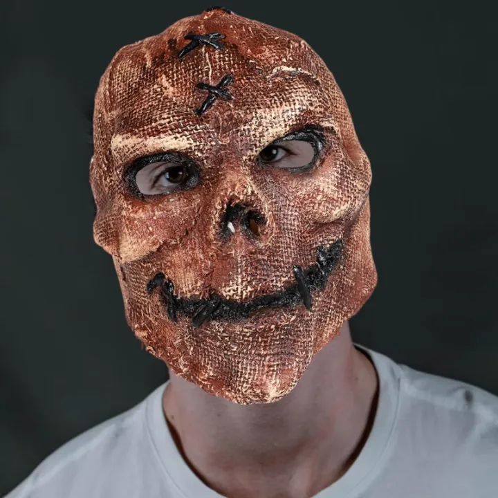 Halloween Mask Burlap Bag Skull Scary Latex Skull Mask Simulation Performance Props Scary Side