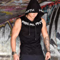 Cotton Sleeveless Hoodie for Men - Black. 
