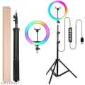 12" RGB LED Soft Ring Light with 7Fit Stand With Universal USB Plug Interface for Photography Makeup YouTube Video Shooting. 
