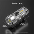 Auoyo Mini light Keychain Torch with Buckle USB Rechargeable LED Li-ght Waterproof Pocket Lig-ht EDC for Outdoor. 