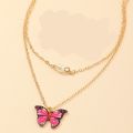 Trendy Fashionable Double Layer Pearl Chain Choker Butterfly Pendant Necklaces for Girls Simple Stylish New Collection 2024 - Necklace for Women Simple Stylish Fashion. 
