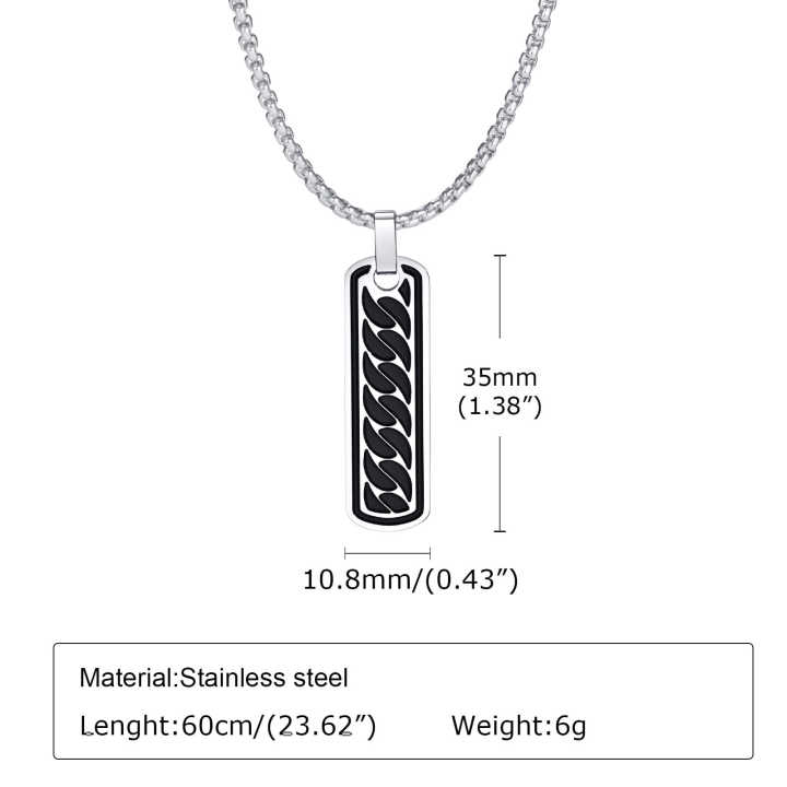 New%20Men's%20Bar%20Necklace%20Black%20Pendant%20with%20Stainless%20Steel%20Box%20Chain%20Elegant%20Simple%20%20Chain%20for%20Men%20-%20Image%203