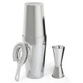 Cocktail Shaker Set: Professional Boston Shaker, Cocktail Strainer and Jigger Set. 4 Piece Premium Stainless Steel Bar Supplies for Awesome Cocktail Mixing Experience.