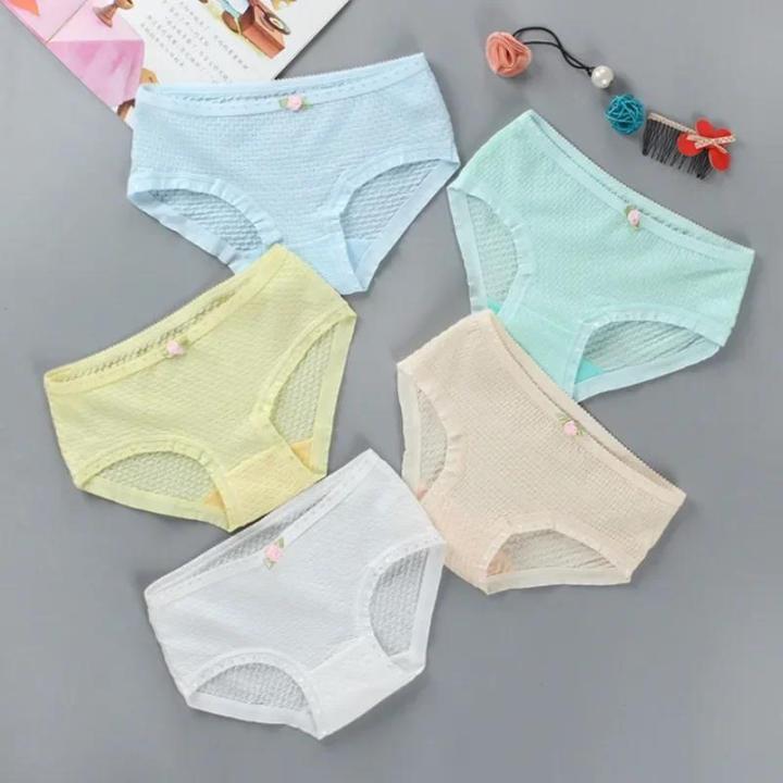 Cotton School Girls Cotton Summer Panties Waist Panties Kids 5pcs/batch Girls cotton summer low underwear
