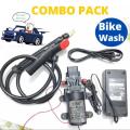 High-Pressure 120W Auto-Powered Water Pump Kit for Bike & Car Wash - DC 12V-18V Combo Pack. 