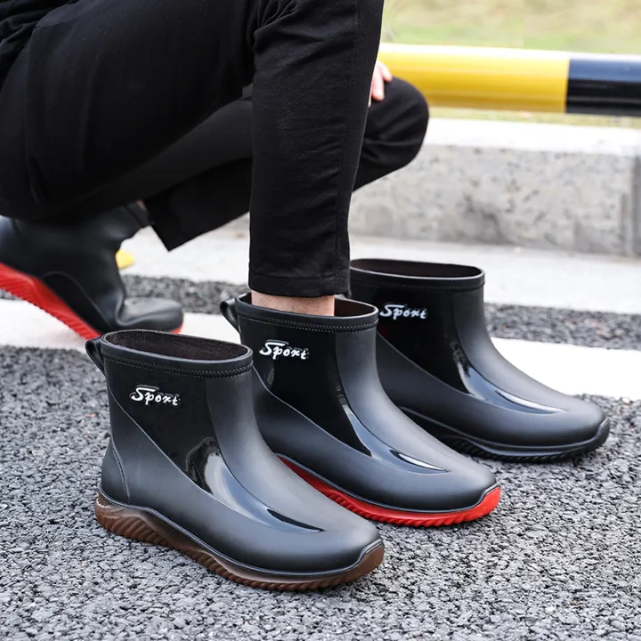Trendy%20British%20Rain%20Boots%20Men's%20Short%20Tube%20New%20Waterproof%20Shoes%20Fashion%20Flat%20Platform%20Non-Slip%20Rain%20Boots%20Lightweight%20Outer%20Wear%20Work%20-%20Image%205
