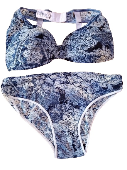 Women Push Up Black print Underwire Bra and Panty Set /Women Push Up net Black print Lingerie Sets